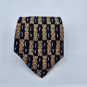 Mens Necktie JZ Richards Classic Designer  100% Silk Gold 59 By 4 Inch Vintage